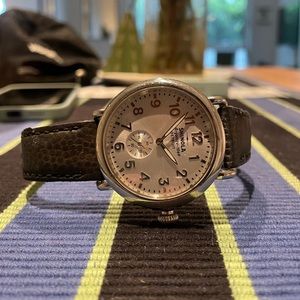 Shinola Runwell 47mm Argonite 1069 w/ Vintage Worn Crocodile Leather Band (Navy)